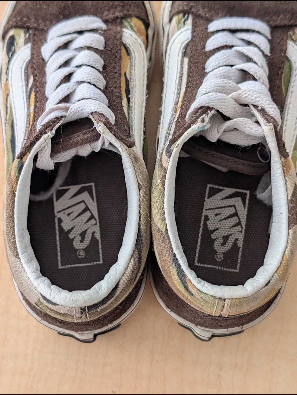 Vans Old skool Kids Low-Top Camo Suede Skate Sneakers - Brown/Green Size 11.5